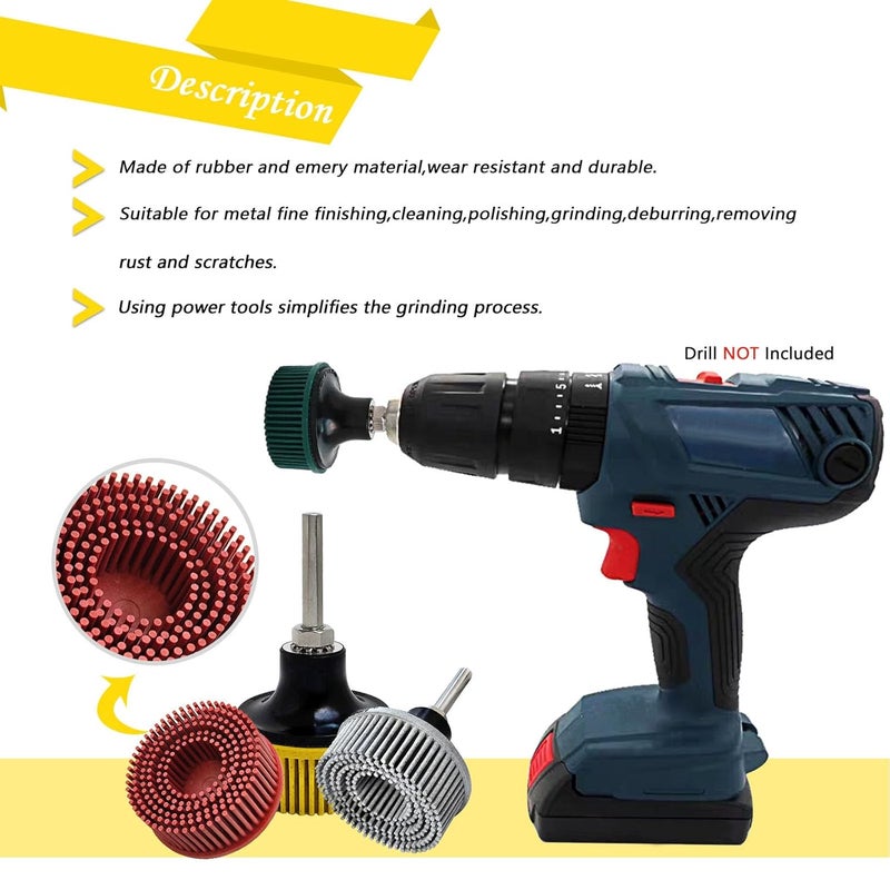HIEMTE Tools 2 Inch Bristle Disc Bristle Disc Grade - 220# Grit Abrasive Coating Removal Disc for Metal with 6mm Shank Attachment 1set - Image 5